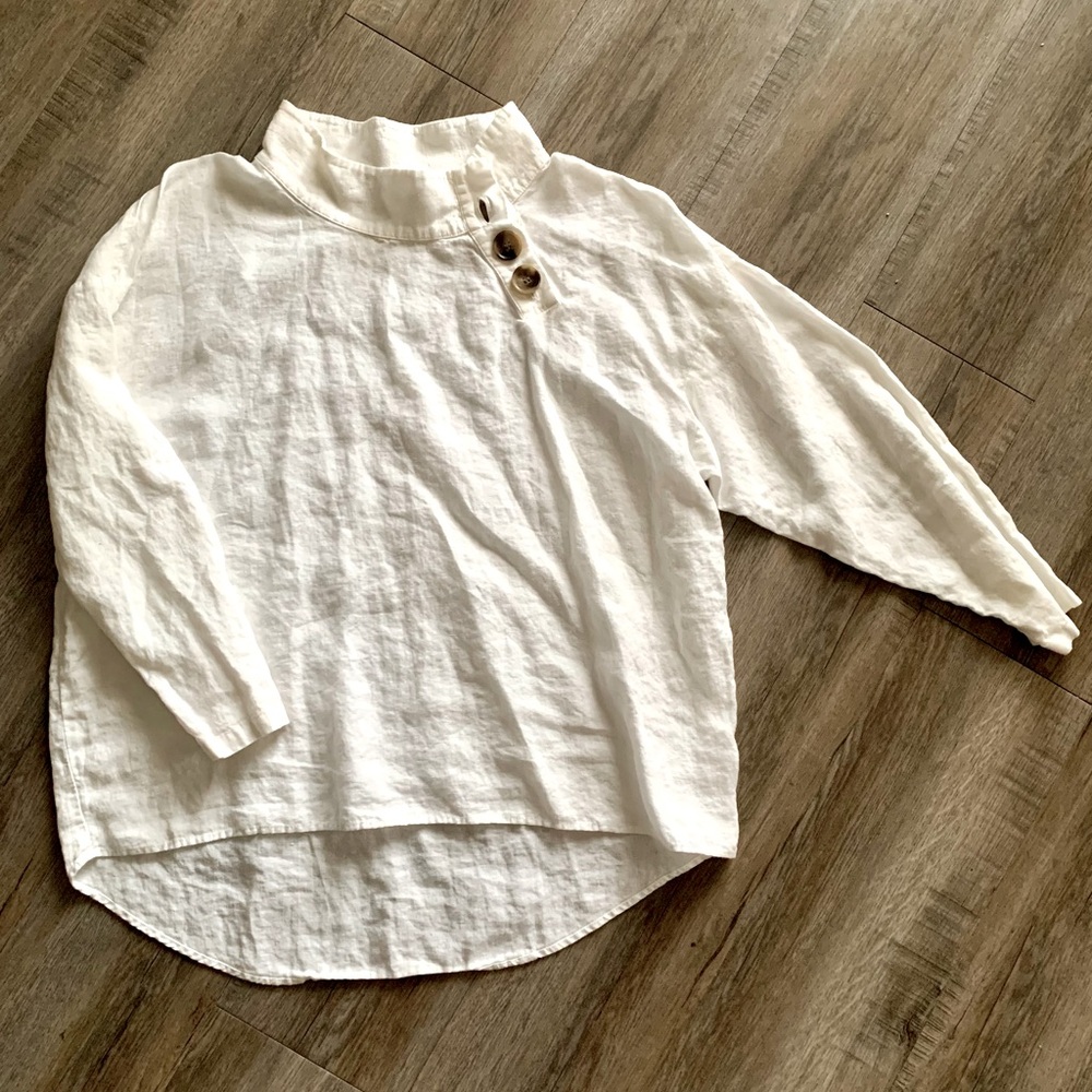 Zara Women’s MD white linen cowl neck blouse